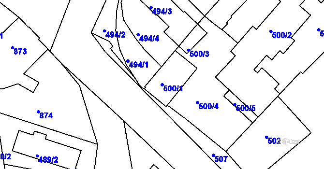Parcela st. 500/1 v KÚ Kolovraty, Katastrální mapa