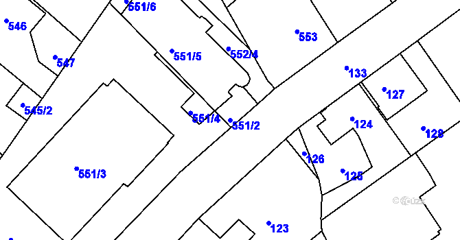 Parcela st. 551/2 v KÚ Kolovraty, Katastrální mapa