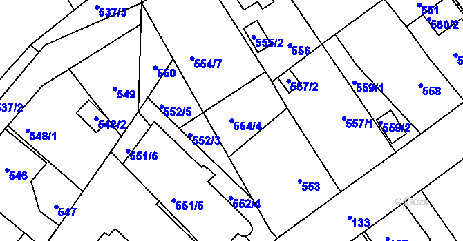 Parcela st. 554/4 v KÚ Kolovraty, Katastrální mapa