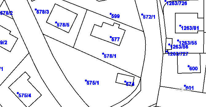 Parcela st. 578/1 v KÚ Kolovraty, Katastrální mapa