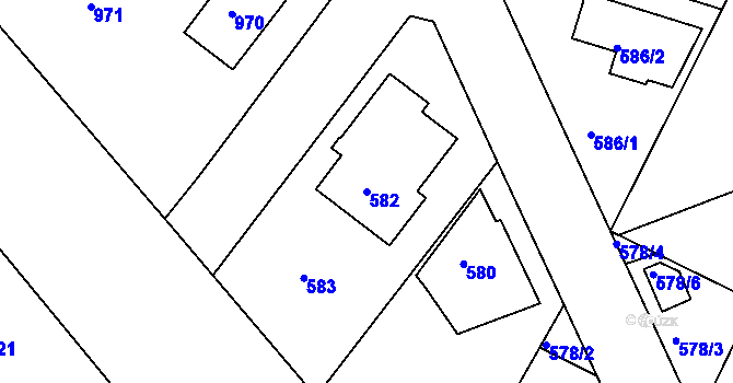 Parcela st. 582 v KÚ Kolovraty, Katastrální mapa