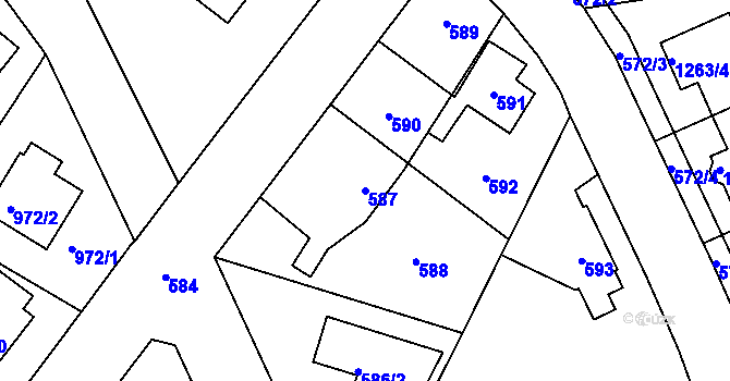 Parcela st. 587 v KÚ Kolovraty, Katastrální mapa