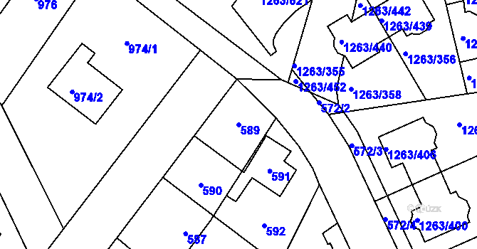 Parcela st. 589 v KÚ Kolovraty, Katastrální mapa