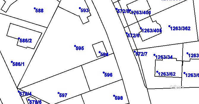 Parcela st. 594 v KÚ Kolovraty, Katastrální mapa