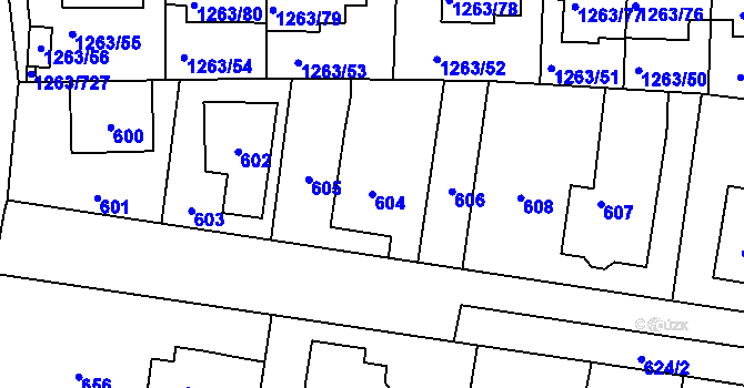 Parcela st. 604 v KÚ Kolovraty, Katastrální mapa