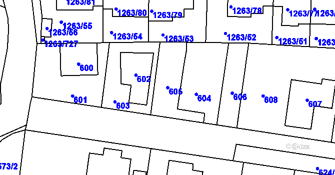 Parcela st. 605 v KÚ Kolovraty, Katastrální mapa