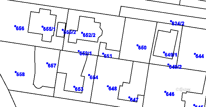Parcela st. 651 v KÚ Kolovraty, Katastrální mapa
