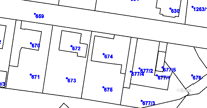 Parcela st. 674 v KÚ Kolovraty, Katastrální mapa