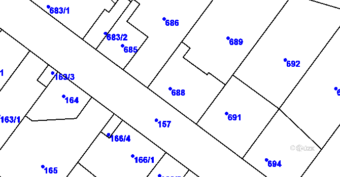 Parcela st. 688 v KÚ Kolovraty, Katastrální mapa