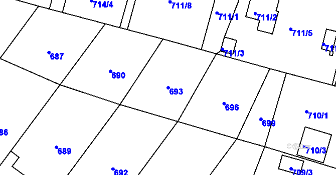 Parcela st. 693 v KÚ Kolovraty, Katastrální mapa