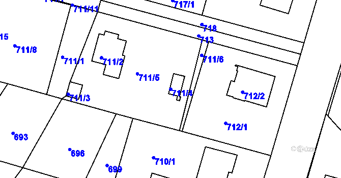 Parcela st. 711/4 v KÚ Kolovraty, Katastrální mapa