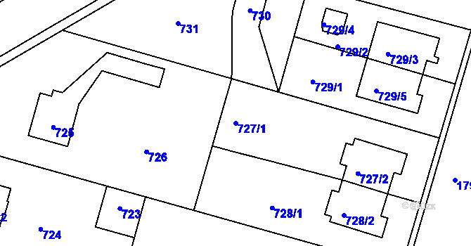 Parcela st. 727/1 v KÚ Kolovraty, Katastrální mapa