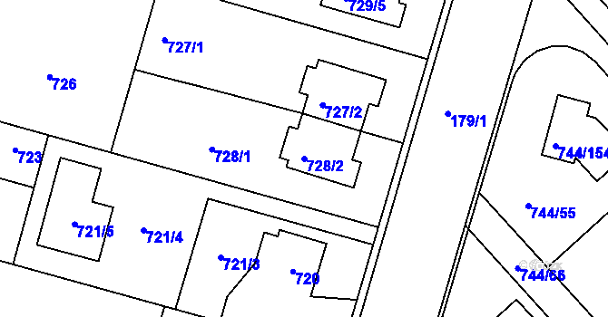 Parcela st. 728/2 v KÚ Kolovraty, Katastrální mapa