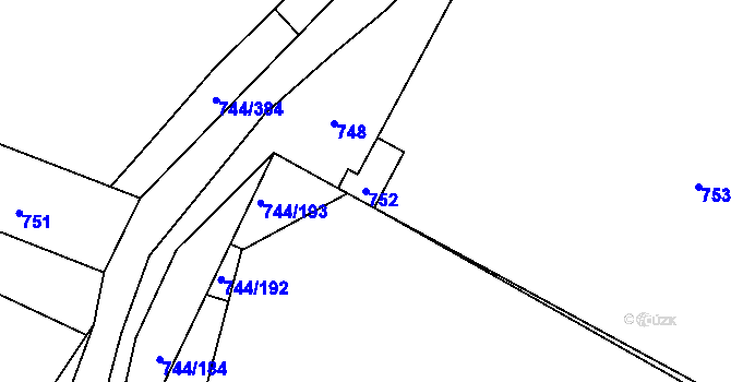 Parcela st. 752 v KÚ Kolovraty, Katastrální mapa