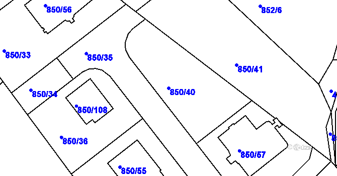 Parcela st. 850/40 v KÚ Kolovraty, Katastrální mapa