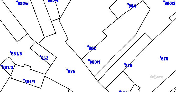 Parcela st. 882 v KÚ Kolovraty, Katastrální mapa