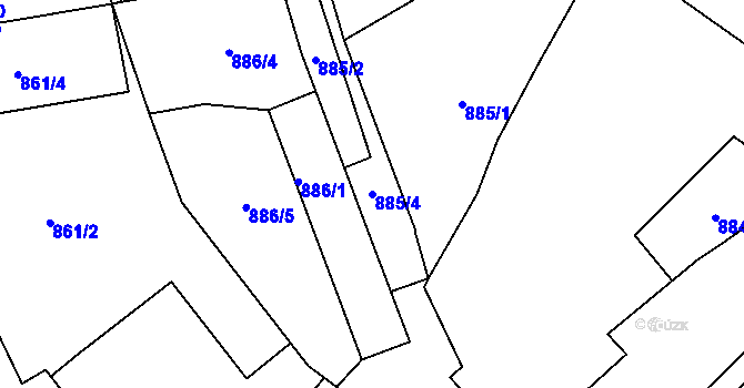 Parcela st. 885/4 v KÚ Kolovraty, Katastrální mapa