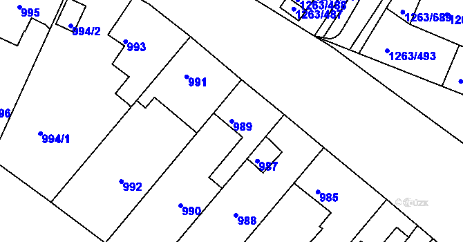 Parcela st. 989 v KÚ Kolovraty, Katastrální mapa