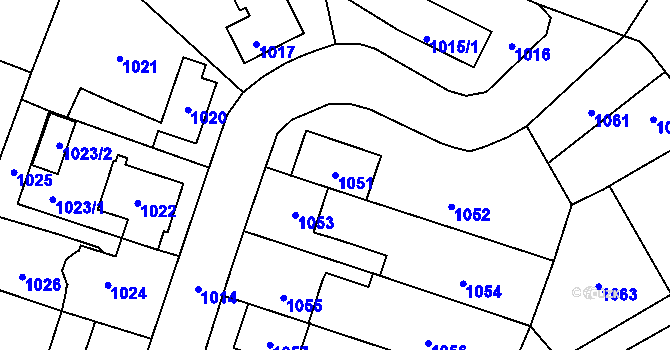 Parcela st. 1051 v KÚ Kolovraty, Katastrální mapa