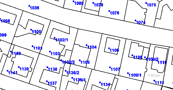 Parcela st. 1104 v KÚ Kolovraty, Katastrální mapa