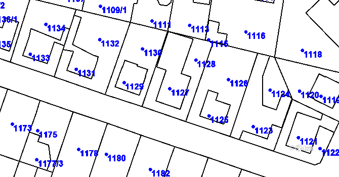 Parcela st. 1127 v KÚ Kolovraty, Katastrální mapa