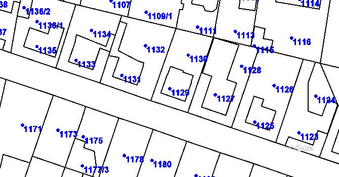 Parcela st. 1129 v KÚ Kolovraty, Katastrální mapa