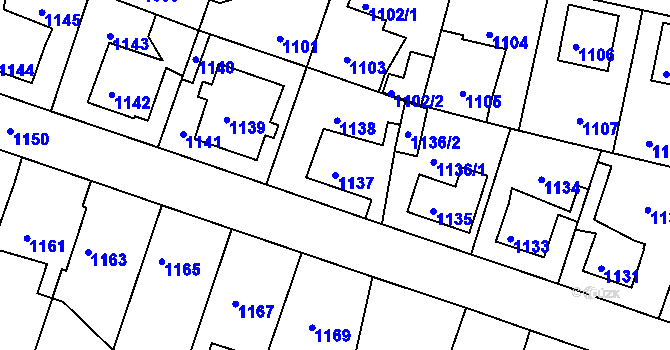 Parcela st. 1137 v KÚ Kolovraty, Katastrální mapa