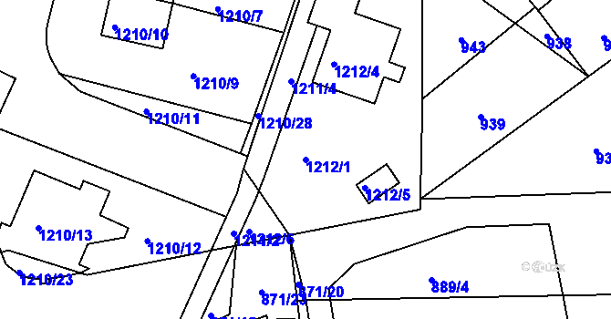Parcela st. 1212/1 v KÚ Kolovraty, Katastrální mapa