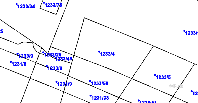 Parcela st. 1233/4 v KÚ Kolovraty, Katastrální mapa