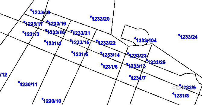 Parcela st. 1233/14 v KÚ Kolovraty, Katastrální mapa