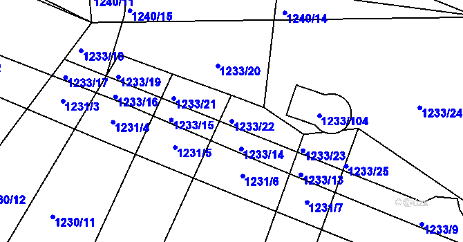 Parcela st. 1233/22 v KÚ Kolovraty, Katastrální mapa