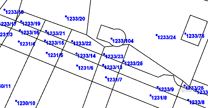 Parcela st. 1233/23 v KÚ Kolovraty, Katastrální mapa