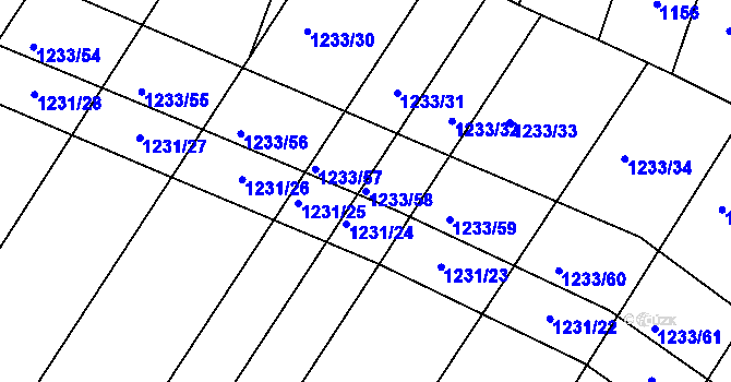 Parcela st. 1233/58 v KÚ Kolovraty, Katastrální mapa