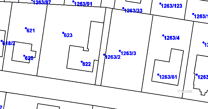 Parcela st. 1263/2 v KÚ Kolovraty, Katastrální mapa