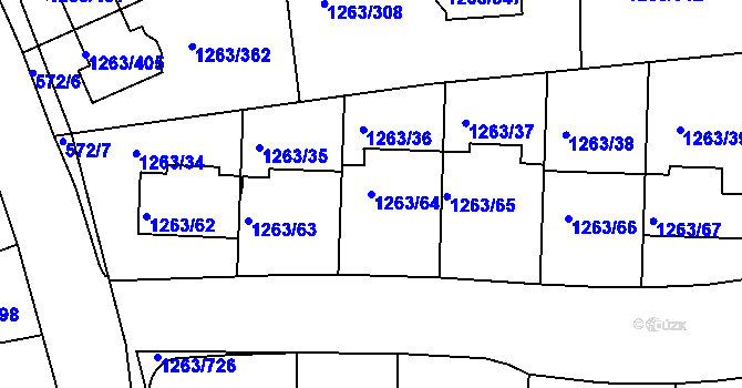 Parcela st. 1263/64 v KÚ Kolovraty, Katastrální mapa