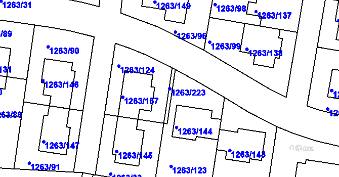 Parcela st. 1263/223 v KÚ Kolovraty, Katastrální mapa