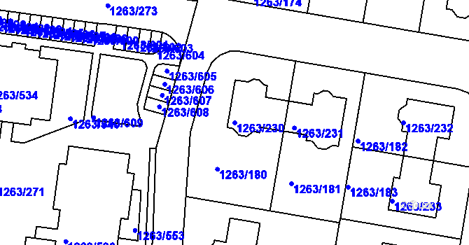 Parcela st. 1263/230 v KÚ Kolovraty, Katastrální mapa