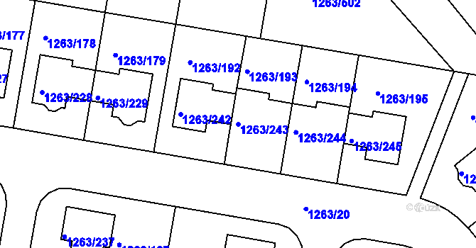 Parcela st. 1263/243 v KÚ Kolovraty, Katastrální mapa