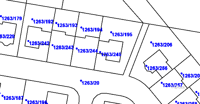 Parcela st. 1263/245 v KÚ Kolovraty, Katastrální mapa