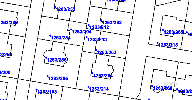Parcela st. 1263/263 v KÚ Kolovraty, Katastrální mapa