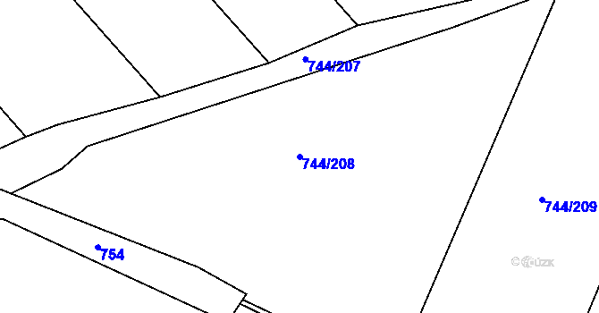 Parcela st. 744/208 v KÚ Kolovraty, Katastrální mapa