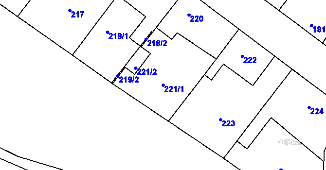 Parcela st. 221/1 v KÚ Kolovraty, Katastrální mapa