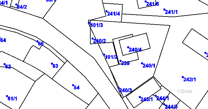 Parcela st. 101/2 v KÚ Kolovraty, Katastrální mapa