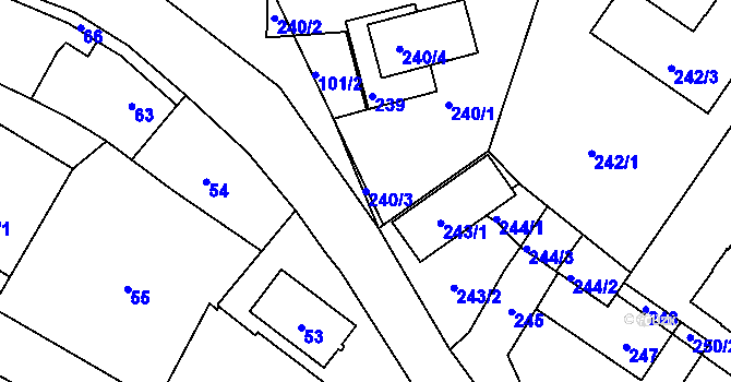 Parcela st. 240/3 v KÚ Kolovraty, Katastrální mapa