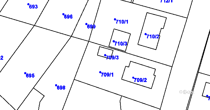 Parcela st. 709/3 v KÚ Kolovraty, Katastrální mapa