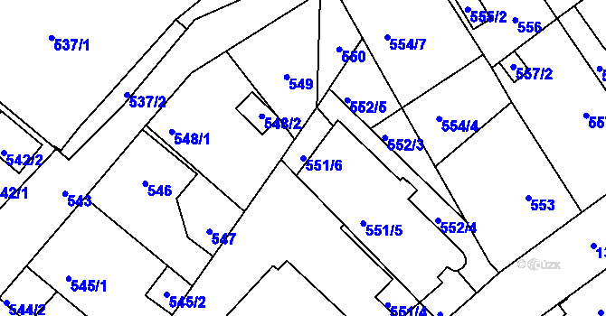 Parcela st. 551/6 v KÚ Kolovraty, Katastrální mapa