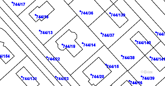 Parcela st. 744/14 v KÚ Kolovraty, Katastrální mapa