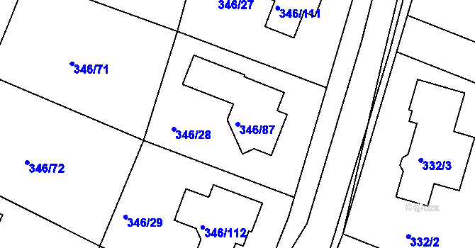 Parcela st. 346/87 v KÚ Kolovraty, Katastrální mapa
