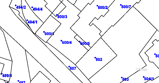 Parcela st. 500/5 v KÚ Kolovraty, Katastrální mapa