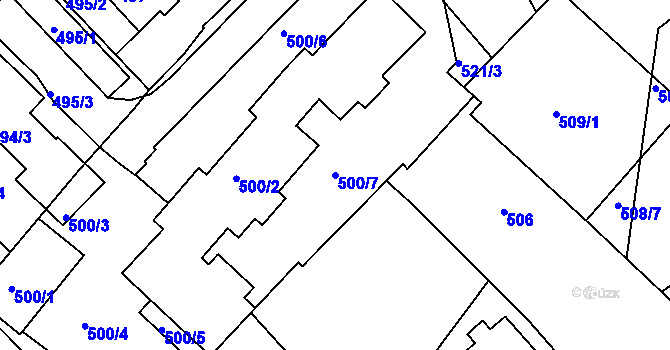 Parcela st. 500/7 v KÚ Kolovraty, Katastrální mapa